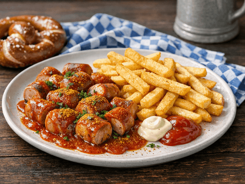 Currywurst mit Pommes